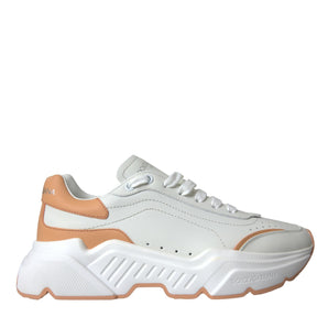 Dolce & Gabbana White Peach DAYMASTER Leather Sneakers Shoes