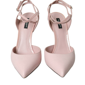 Dolce & Gabbana Pink Leather Ankle Strap Heels Pumps Shoes