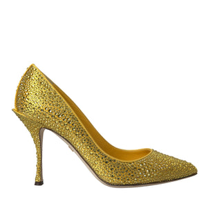 Dolce & Gabbana Yellow Strass Crystal Heels Pumps Shoes