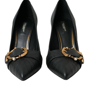 Dolce & Gabbana Black Devotion Leather Heels Pumps Shoes