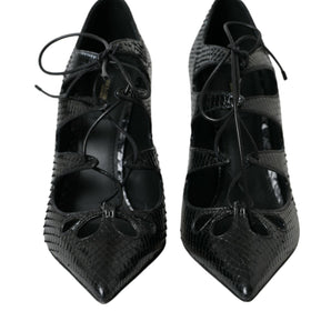 Dolce & Gabbana Black Python Leather Mary Jane Pumps Shoes