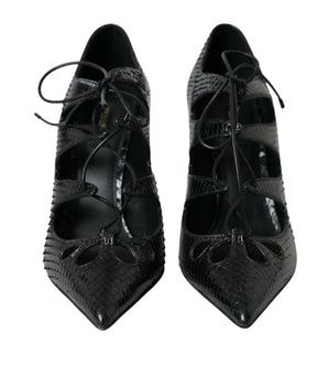 Dolce & Gabbana Black Python Leather Mary Jane Pumps Shoes