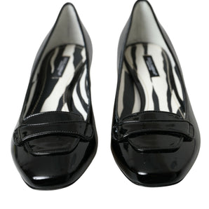 Dolce & Gabbana Black Patent Leather Block Heels Pumps Shoes