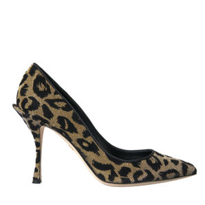 Dolce & Gabbana Black Gold Leopard Lurex Heels Pumps Shoes