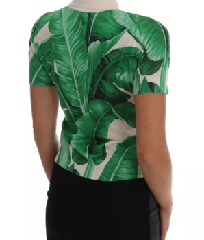 Dolce &amp; Gabbana Polo de seda con estampado de plátanos verdes