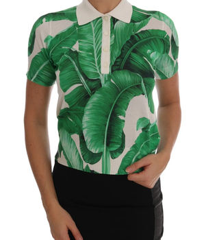 Dolce &amp; Gabbana Polo de seda con estampado de plátanos verdes