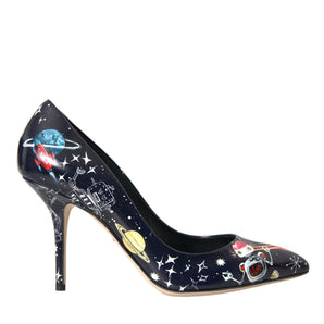 Dolce & Gabbana Blue Space Robot Leather Heels Pumps Shoes