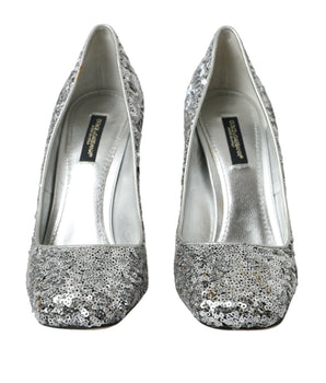 Dolce &amp; Gabbana Zapatos de tacón con adornos de lentejuelas plateadas