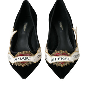 Dolce & Gabbana Black Suede Leather Amari Heels Pumps Shoes