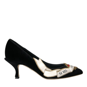 Dolce & Gabbana Black Suede Leather Amari Heels Pumps Shoes