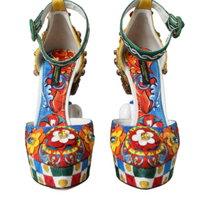 Dolce & Gabbana Multicolor Carretto Embellished Sandals Shoes