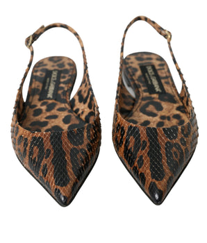 Dolce &amp; Gabbana Brown Leopard Exotic Skin Slingback Shoes