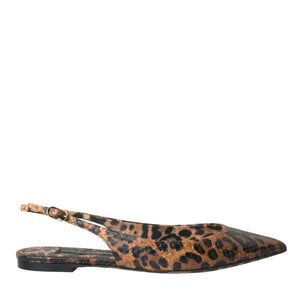 Dolce & Gabbana Brown Leopard Exotic Skin Slingback Shoes