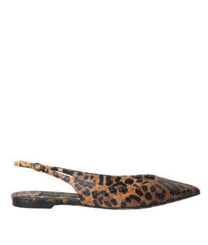Dolce &amp; Gabbana Brown Leopard Exotic Skin Slingback Shoes