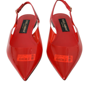 Dolce & Gabbana Red PVC Slingback Clear Flats Sandals Shoes