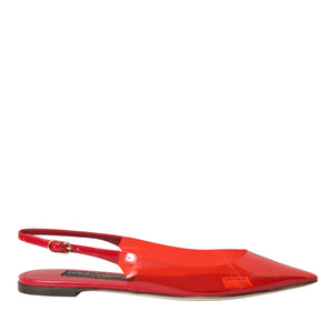 Dolce & Gabbana Red PVC Slingback Clear Flats Sandals Shoes