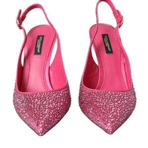 Dolce & Gabbana Pink Slingbacks Crystal Pumps Shoes