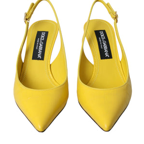 Dolce & Gabbana Yellow Leather Slingbacks Heels Shoes