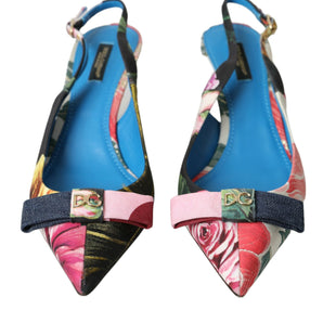 Dolce & Gabbana Multicolor Floral Patchwork Slingbacks Shoes