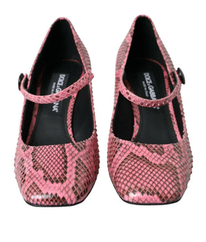 Dolce & Gabbana Pink Python Leather Mary Jane Heels Shoes