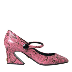 Dolce & Gabbana Pink Python Leather Mary Jane Heels Shoes