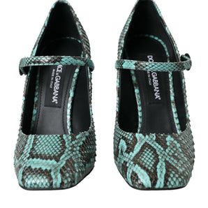 Dolce & Gabbana Aqua Python Leather Mary Jane Pumps Shoes