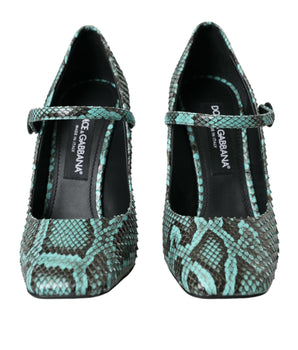 Dolce &amp; Gabbana Aqua Python Leather Mary Jane Pumps Shoes