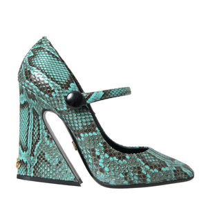 Dolce & Gabbana Aqua Python Leather Mary Jane Pumps Shoes