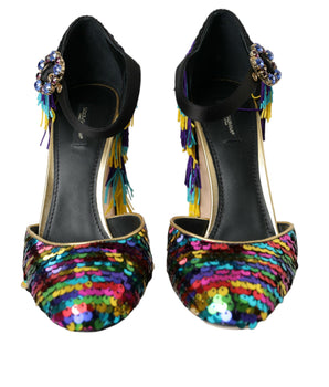 Dolce &amp; Gabbana Multicolor Sequin Crystal Mary Jane Shoes