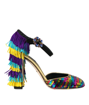 Dolce &amp; Gabbana Multicolor Sequin Crystal Mary Jane Shoes
