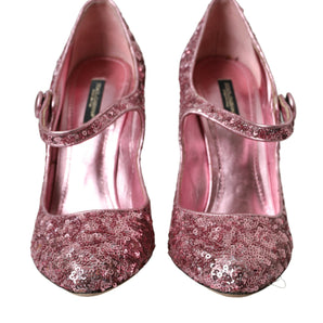 Dolce & Gabbana Pink Sequin Mary Jane Pumps High Heels Shoes