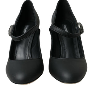 Dolce & Gabbana Black Leather Mary Jane Pumps Heels Shoes