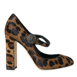 Dolce & Gabbana Brown Leopard Calf Hair Mary Jane Pumps Shoes