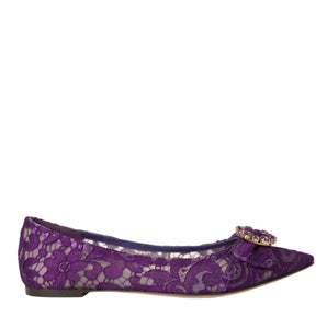 Dolce & Gabbana Purple Taormina Lace Crystal Loafers Shoes