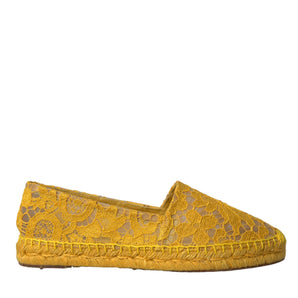 Dolce & Gabbana Yellow Taormina Lace Espadrille Loafers Flats Shoes