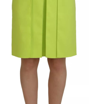 Dsquared² Green High Waist Pleated A-line Knee Length Skirt