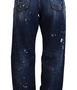 Dsquared² Blue High Waist Tattered Denim Jeans San Diego