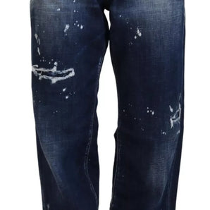 Dsquared² Blue High Waist Tattered Denim Jeans San Diego