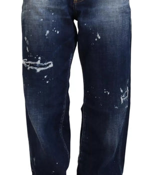 Dsquared² Blue High Waist Tattered Denim Jeans San Diego
