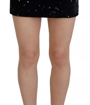 Dsquared² Black Embellished Mid Waist A-line Mini Skirt