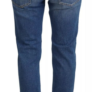 Dsquared² Cool Girl Blue Distressed Mid Waist Denim Jeans