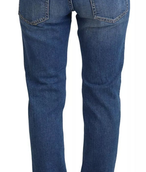 Dsquared² Cool Girl Blue Distressed Mid Waist Denim Jeans