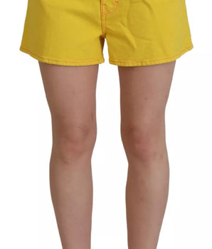 Dsquared² Yellow Cotton High Waist Baggy Women Hotpants Shorts