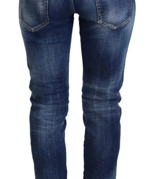 Dsquared² Blue Cotton Mid Waist Cropped Denim Jeans Cool Girl