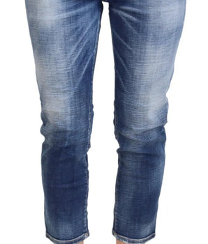 Dsquared² Blue Cotton Mid Waist Cropped Denim Jeans Cool Girl