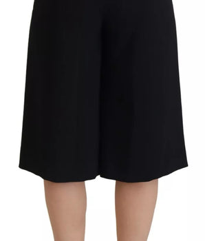 Dsquared² Black High Waist Wide Leg Cropped Trouser Pants