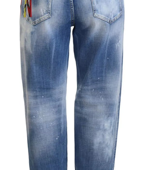 Dsquared² Blue Icon High Waist Straight Denim Jeans Boston