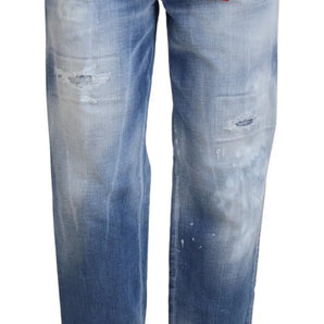 Dsquared² Blue Icon High Waist Straight Denim Jeans Boston