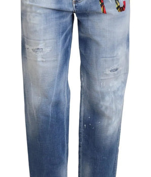 Dsquared² Blue Icon High Waist Straight Denim Jeans Boston