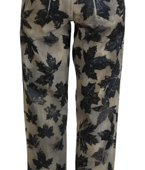 Dsquared² Vaqueros Boston De Denim De Talle Alto De Algodón Con Hojas Beige